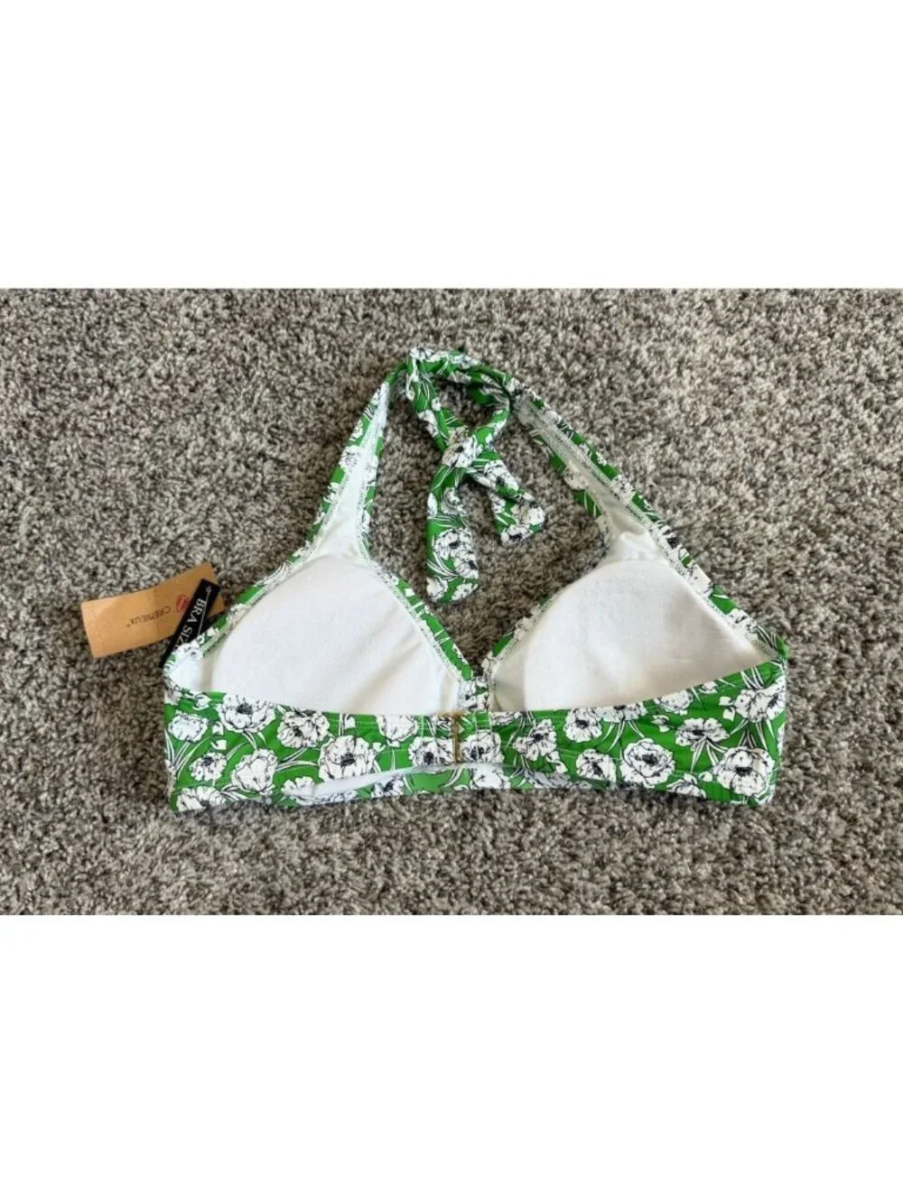 CREMIEUX NWT Poppy Floral Tie Neck Swim Bikini Top Women's Size 36DD